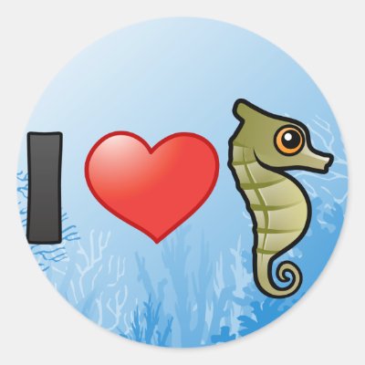 I Love Seahorses Classic Round Sticker