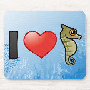 I Love Seahorses Mouse Pad