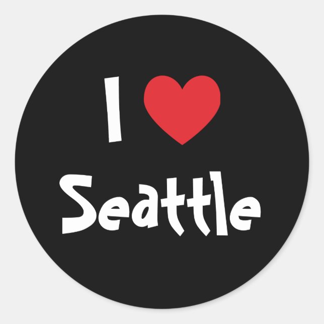 I Love Seattle Classic Round Sticker (Front)