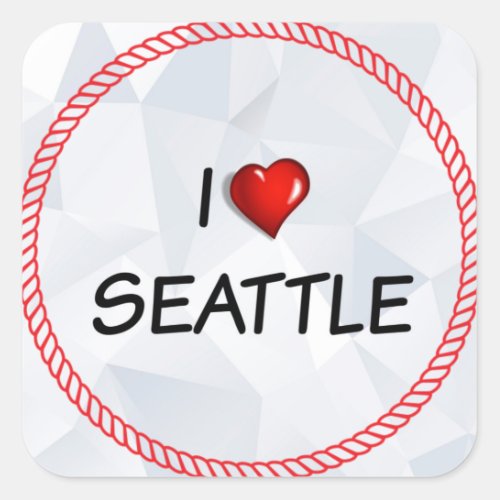 I Love Seattle Square Sticker