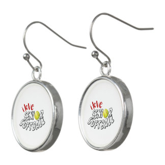 I Love Senior Softball Earrings