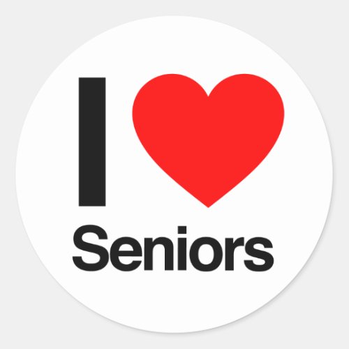 i love seniors classic round sticker