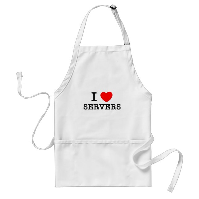 I Love Servers Adult Apron (Front)