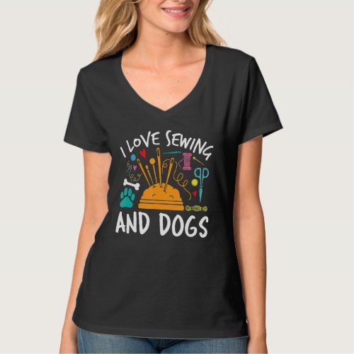I Love Sewing and Dogs Quilting 1 T_Shirt
