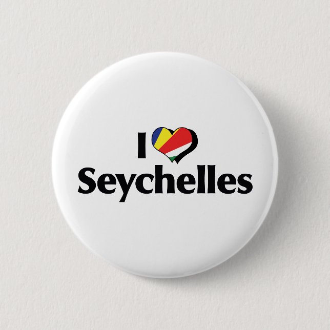 I Love Seychelles Flag Pinback Button (Front)