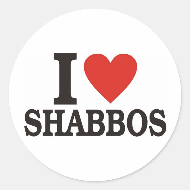 I love Shabbos Classic Round Sticker (Front)