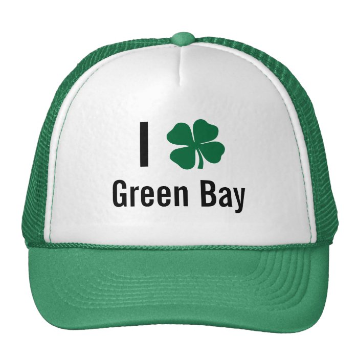 love (shamrock) Green Bay St Patricks Day Mesh Hats