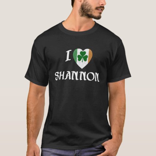 I Love Shannon Ireland Eire Flag Heart Shamrock Ir T_Shirt