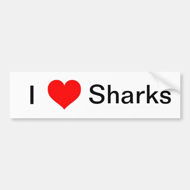 I Love Sharks Bumper Sticker (Front)