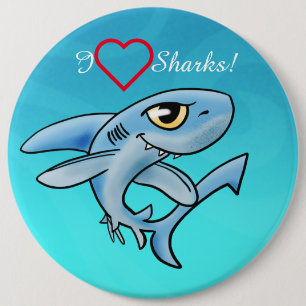 I Love Sharks Button