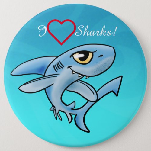 I Love Sharks Button