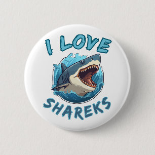 I Love Sharks Fisher Button