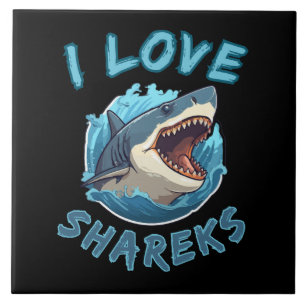 I Love Sharks Fisher Ceramic Tile