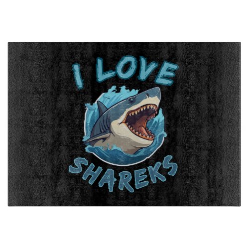 I Love Sharks Fisher Cutting Board