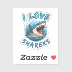 I Love Sharks Fisher Sticker