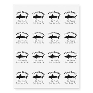 I Love Sharks Funny Gift for Shark Lovers Temporary Tattoos