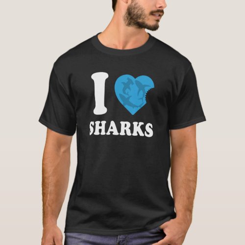 I Love Sharks Shark  Ocean Wildlife Week T_Shirt