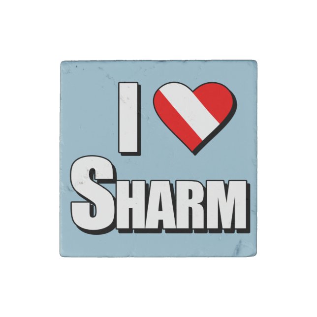 I Love Sharm Diving Stone Magnet (Front)