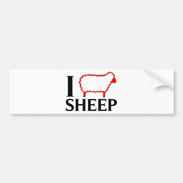 I Love Sheep Bumper Sticker (Front)