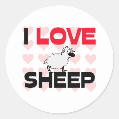 I Love Sheep Classic Round Sticker