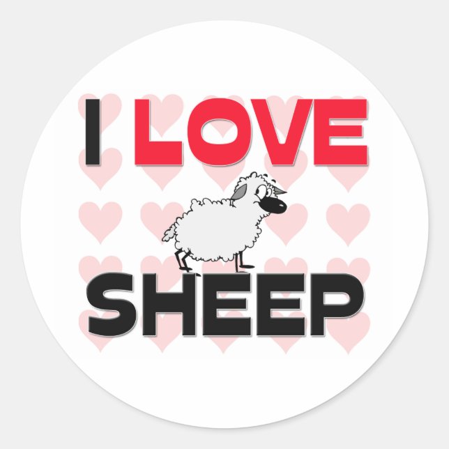 I Love Sheep Classic Round Sticker (Front)
