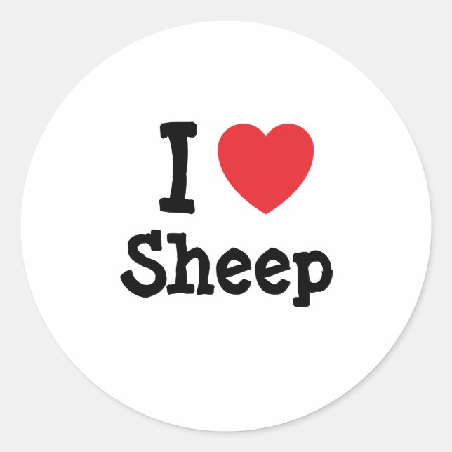 I love Sheep heart custom personalized Classic Round Sticker (Front)