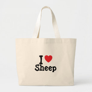 I love Sheep heart custom personalized Large Tote Bag