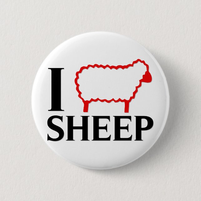 I Love Sheep Pinback Button (Front)