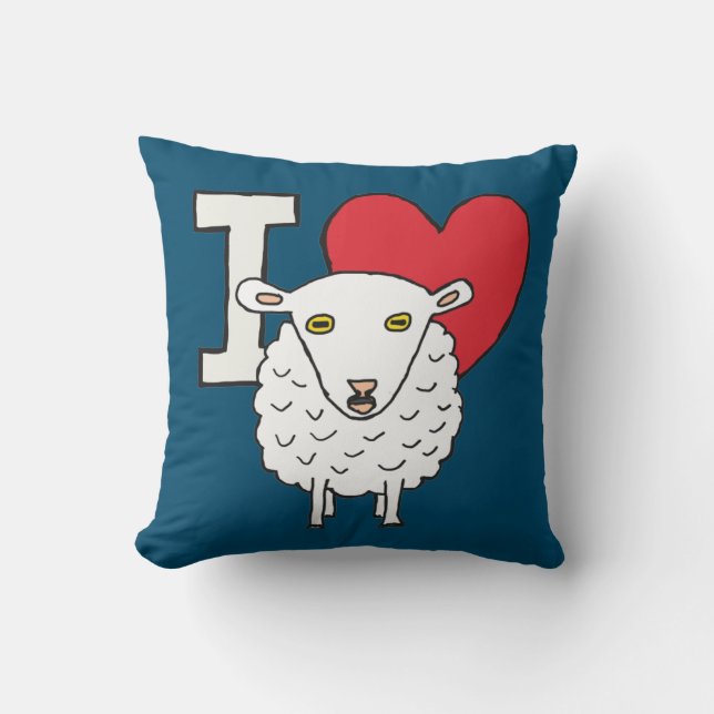 I Love Sheep Throw Pillow (Front)