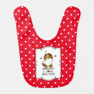 I Love Shelties (sable 2) Shetland Sheepdogs Cute Baby Bib
