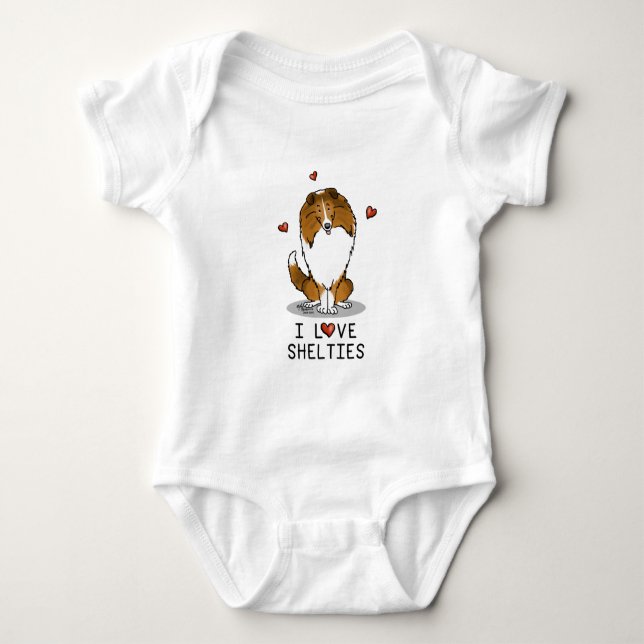 I Love Shelties (sable 2) Shetland Sheepdogs Cute Baby Bodysuit (Front)