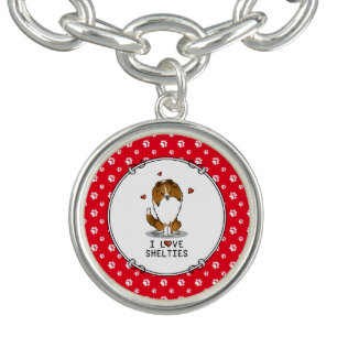 I Love Shelties (sable 2) Shetland Sheepdogs Cute Bracelet