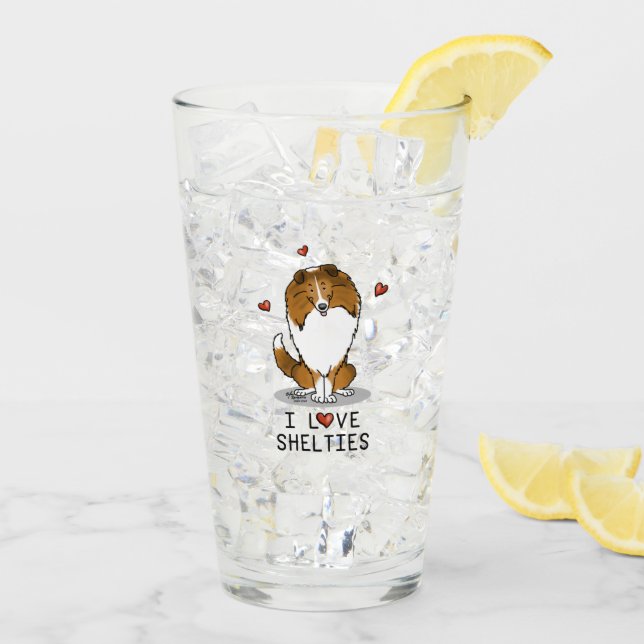 I Love Shelties (sable 2) Shetland Sheepdogs Cute Glass (Back Ice)