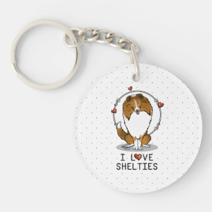I Love Shelties (sable 2) Shetland Sheepdogs Cute Keychain