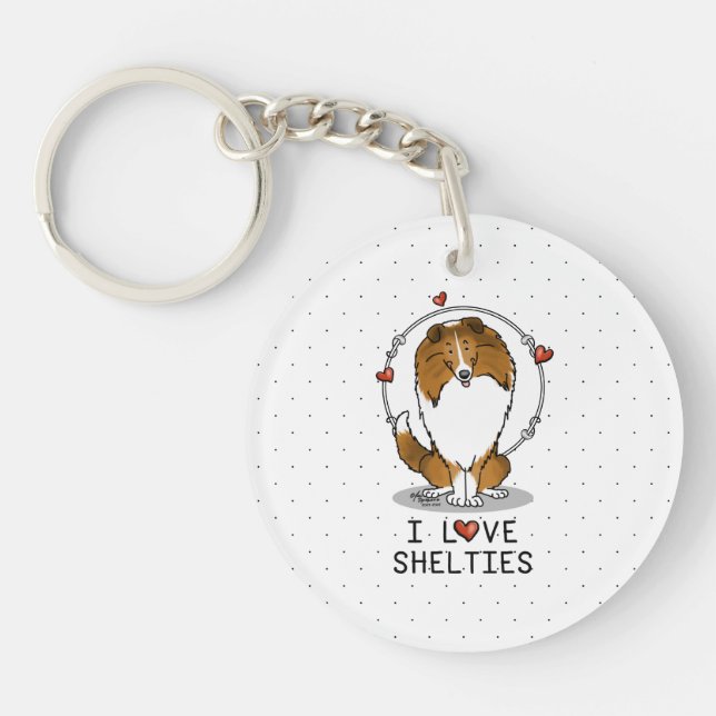 I Love Shelties (sable 2) Shetland Sheepdogs Cute Keychain (Front)