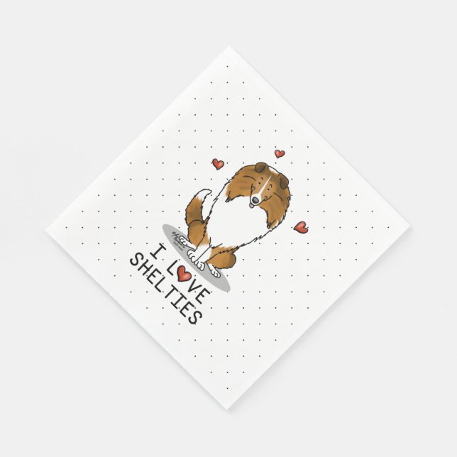 I Love Shelties (sable 2) Shetland Sheepdogs Cute Napkins (Corner)