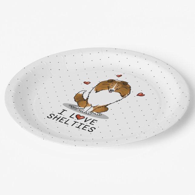 I Love Shelties (sable 2) Shetland Sheepdogs Cute Paper Plates (Angled)