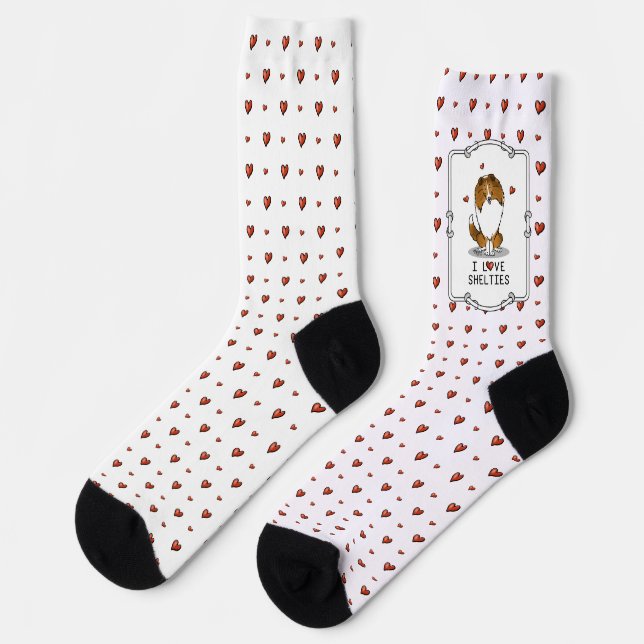 I Love Shelties (sable 2) Shetland Sheepdogs Cute Socks (Left)