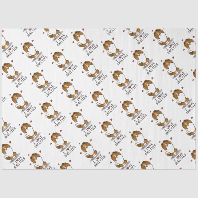 I Love Shelties (sable 2) Shetland Sheepdogs Cute Tissue Paper (Front)