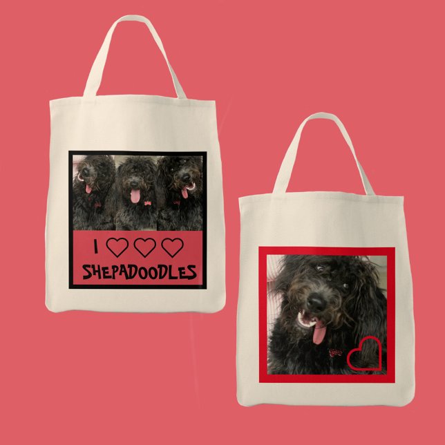 I Love Shepadoodles Doodle Dog Tote Bag (Creator Uploaded)