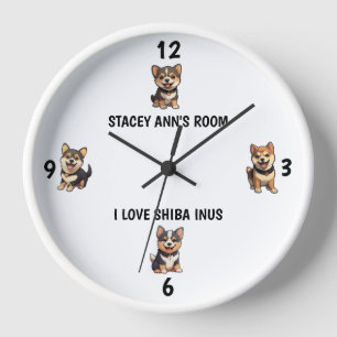 I Love Shiba Inus Cute Name Wall Clock