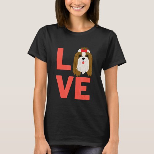 I Love Shih Tzu Dog Puppy Pet Owner And Animal T_Shirt