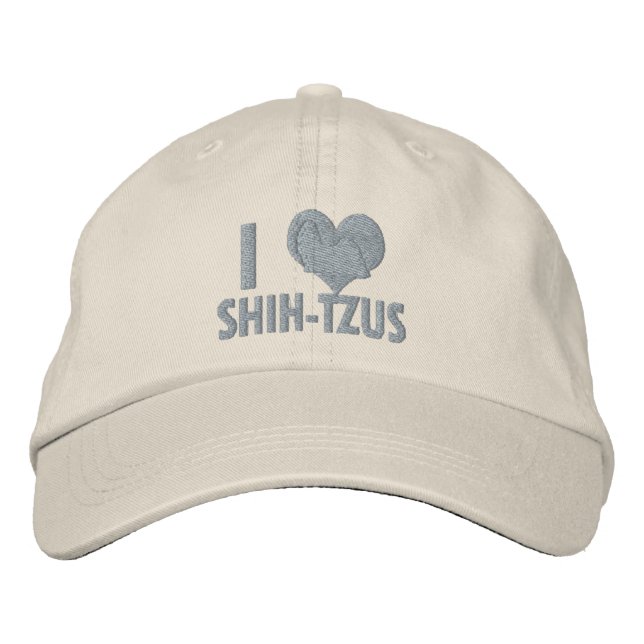 I Love Shih Tzus Pink Embroidered Baseball Cap (Front)
