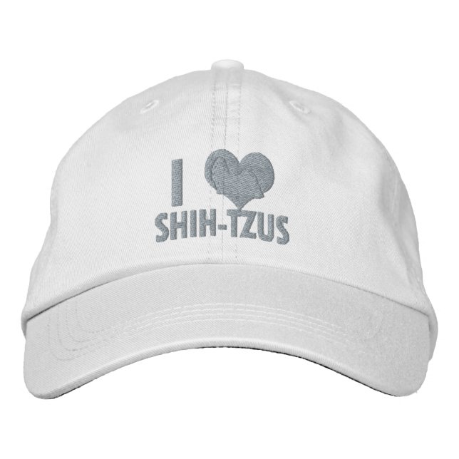 I Love Shih Tzus Pink Embroidered Baseball Cap (Front)