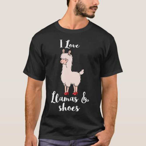 I Love Shoes And Llamas Women Red Heels Fashion T_Shirt