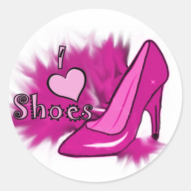 I love shoes classic round sticker (Front)