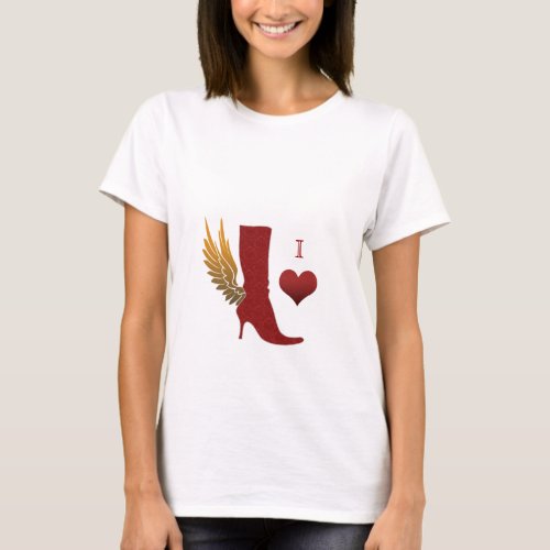 I love shoes T Shirt angel wing boot red