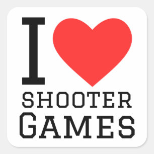 I love shooter games square sticker