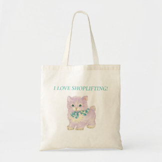 I LOVE SHOPLIFTING KITTEN TOTE