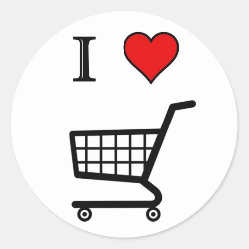 I LOVE SHOPPING CLASSIC ROUND STICKER